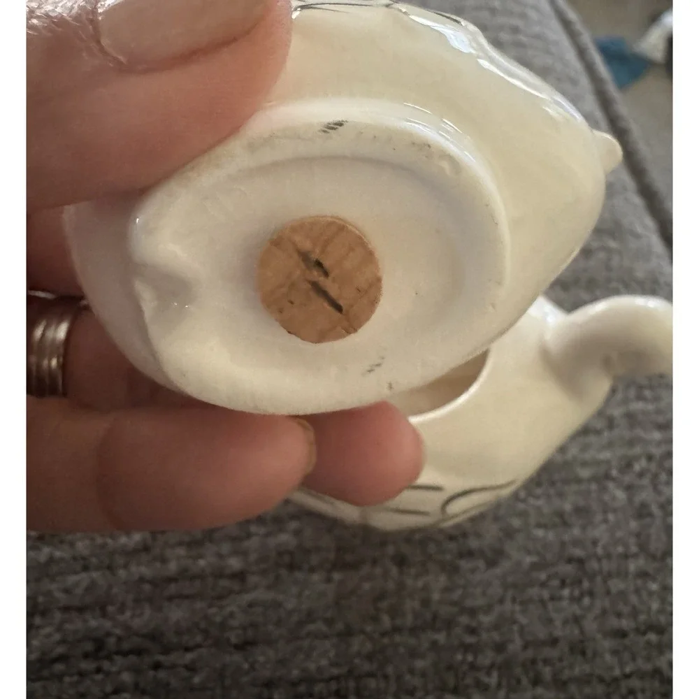Vintage Ceramic‎ Swan Stacking Salt Pepper Condiment Pot With Spoon